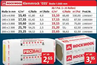 Bauhaus ROCKWOOL Klemmrock '035' Angebot