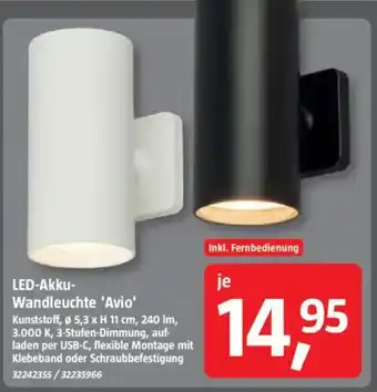 Bauhaus Starlux LED-Akku Wandleuchte 'Avio' Angebot