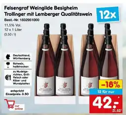 Netto Marken-Discount Felsengraf Weingilde Besigheim Trollinger mit Lemberger Qualitätswein Angebot