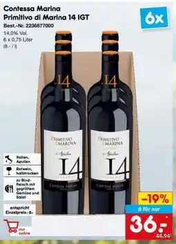 Netto Marken-Discount Contessa Marina Primitivo di Marina 14 IGT Angebot