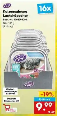 Netto Marken-Discount Katzennahrung Lachshäppchen Angebot