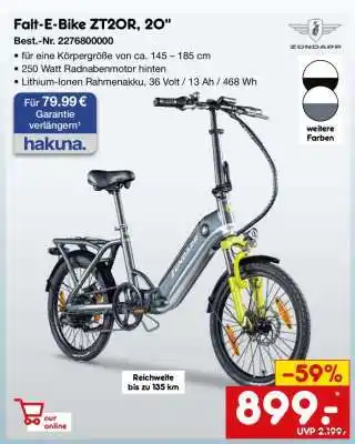 Netto Marken-Discount Falt-E-Bike ZT20R, 20 Angebot