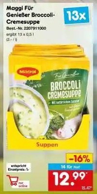 Netto Marken-Discount Maggi Für Genießer Broccoli-Cremesuppe Angebot