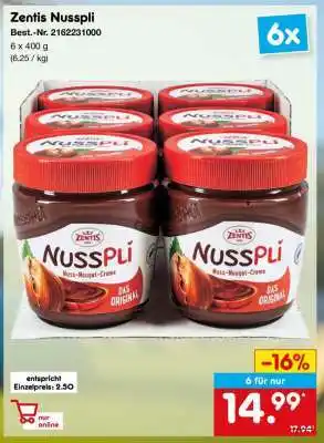 Netto Marken-Discount Zentis NussPli Angebot