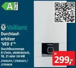 Bauhaus Vaillant Durchlauferhitzer 'VED E' Angebot