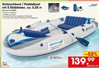 Netto Marken-Discount Schlauchboot / Paddelboot mit 2 Sitzbänken, ca. 3,22 m Angebot