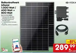 Netto Marken-Discount Balkonkraftwerk bifazial 1.000 Watt / 600 Watt + 800 Watt Angebot