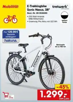 Netto Marken-Discount E-Trekkingbike Sonic Nexus, 28 Angebot