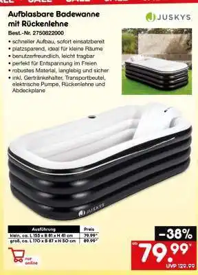 Netto Marken-Discount Aufblasbare Badewanne mit Rückenlehne Angebot