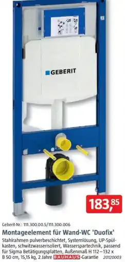 Bauhaus GEBERIT Montageelement für Wand-WC 'Duofix' Angebot