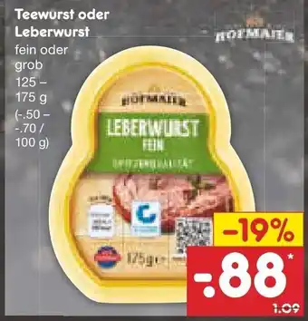 Netto Marken-Discount Teewurst oder Leberwurst 125-175g Angebot