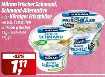 Simmel Milram Frischer Schmand, Schmand-Alternative oder Körniger Frischkäse Angebot
