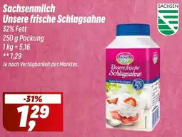 Simmel Sachsenmilch Unsere frische Schlagsahne Angebot