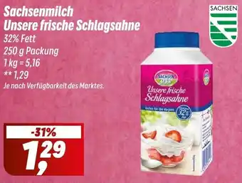 Simmel Sachsenmilch Unsere frische Schlagsahne Angebot