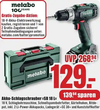 B1 Discount Baumarkt Metabo Akku-Schlagschrauber SB 18 L Angebot