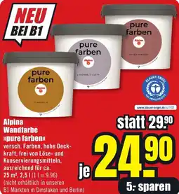 B1 Discount Baumarkt Alpina Wandfarbe pure farben Angebot