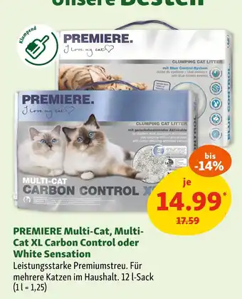 Fressnapf Premiere multi-cat, multi-cat xl carbon control oder white sensation Angebot