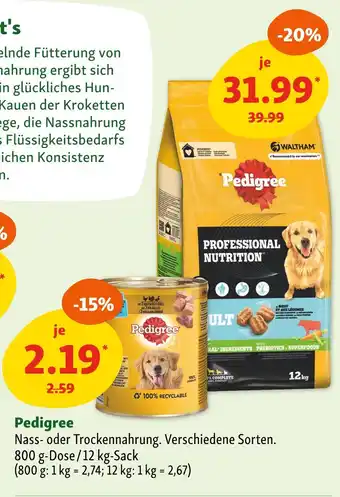 Fressnapf Pedigree nass- oder trockennahrung Angebot