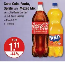 V Markt Coca cola, fanta, sprite, mezzo mix coca cola, fanta, sprite oder mezzo mix Angebot