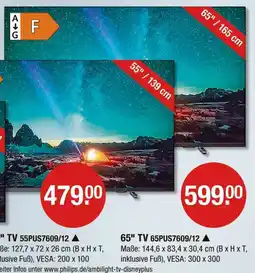 V Markt Philips tv 55pus7609/12 Angebot