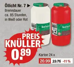 V Markt Bolsius öllicht nr. 7 in weiß oder rot Angebot