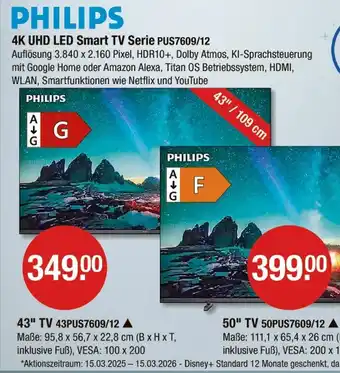 V Markt Philips 43 tv 43pus7609/12 Angebot