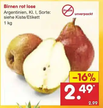 Netto Marken-Discount Birnen rot lose 1kg Angebot