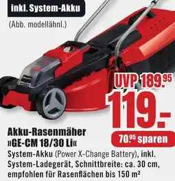 B1 Discount Baumarkt Einhell Akku-Rasenmäher GE-CM 18/30 Li Angebot