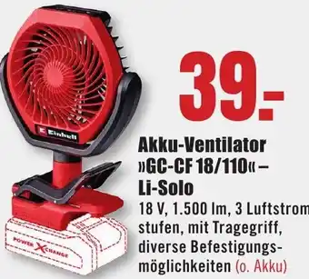 B1 Discount Baumarkt Einhell Akku-Ventilator GC-CF 18/110 Li-Solo Angebot
