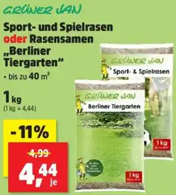 Thomas Philipps GRÜNER JAN Sport- und Spielrasen oder Rasensamen ,,Berliner Tiergarten" Angebot