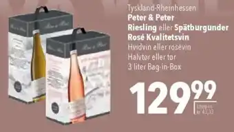 CITTI Markt Peter & Peter Riesling eller Spätburgunder Rosé Kvalitetsvin Angebot