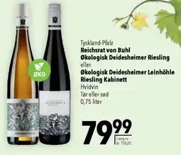 CITTI Markt Reichsrat von Buhl Økologisk Deidesheimer Riesling eller Økologisk Deidesheimer Leinhöhle Riesling Kabinett Angebot
