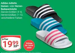 Globus Adidas Adilette Damen- oder Herren- Badepantolette Angebot