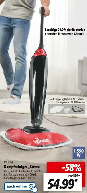 Lidl Vileda dampfreiniger „steam“ Angebot