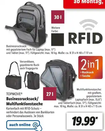 Lidl Topmove businessrucksack/multifunktionstasche Angebot