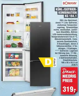 Handelshof Bomann kühl-/gefrierkombination kg 184.1 Angebot