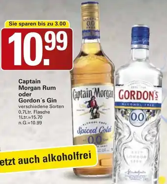 WEZ Captain Morgan Rum oder Gordon's Gin Angebot
