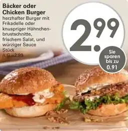 WEZ Bäcker oder Chicken Burger Angebot