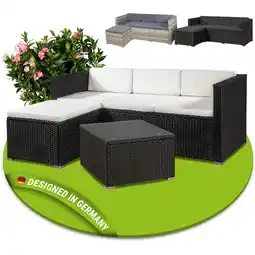 Netto Marken-Discount Juskys Polyrattan Lounge Punta Cana M schwarz für 3-4 Personen – Sofa, Tisch & Hocker Angebot