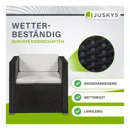 Netto Marken-Discount Juskys Polyrattan Lounge Punta Cana L schwarz für 4-5 Personen – Sessel, Sofa, Tisch & Hocker Angebot