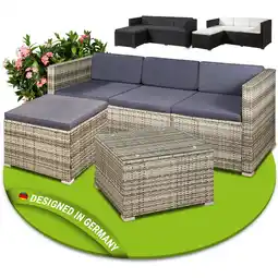 Netto Marken-Discount Juskys Polyrattan Lounge Punta Cana M grau-meliert, 3-4 Personen – Sofa, Tisch & Hocker Angebot