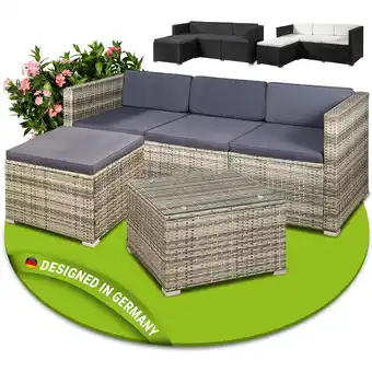 Netto Marken-Discount Juskys Polyrattan Lounge Punta Cana M grau-meliert, 3-4 Personen – Sofa, Tisch & Hocker Angebot