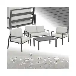 Netto Marken-Discount tectake Sitzgruppe, mit Aluminiumgestell, für 4 Personen, UV-beständig, Tisch mit Lamellenmuster Angebot