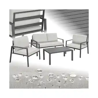 Netto Marken-Discount tectake Sitzgruppe, mit Aluminiumgestell, für 4 Personen, UV-beständig, Tisch mit Lamellenmuster Angebot