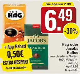 WEZ Hag oder Jacobs Kaffee Angebot