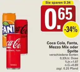 WEZ Coca Cola, Fanta, Mezzo Mix oder Sprite Angebot