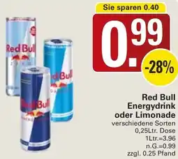 WEZ Red Bull Energydrink oder Limonade Angebot