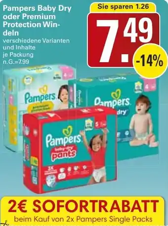 WEZ Pampers Baby Dry oder Premium Protection Windeln Angebot