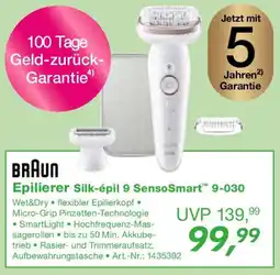EP BRAUN Epilierer Silk-épil 9 SensoSmart 9-030 Angebot