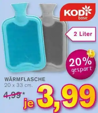 KODi Wärmflasche 2 Liter 20 x 33 cm Angebot